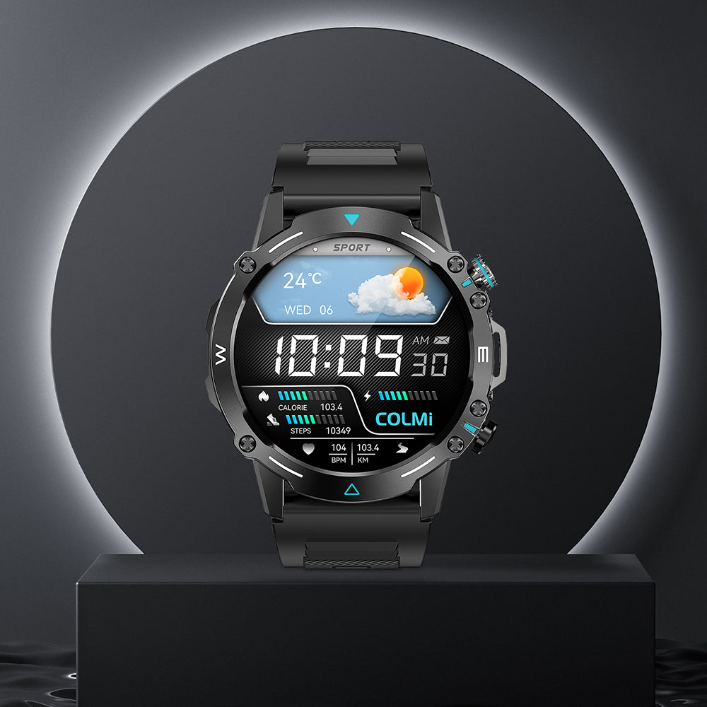 Colmi M42 Smartwatch mit AMOLED-Bildschirm, schlankem Design, über 100 Sportmodi und 10 Tagen Akkulaufzeit.