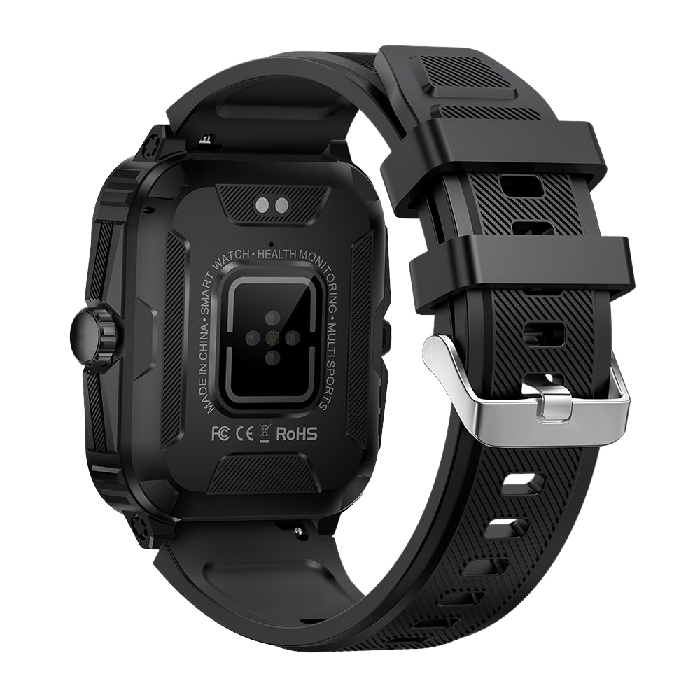COLMI P76 Smartwatch 1,96 Zoll Outdoor-Sport Fitness 3 ATM wasserdicht Schwarze Rückseite