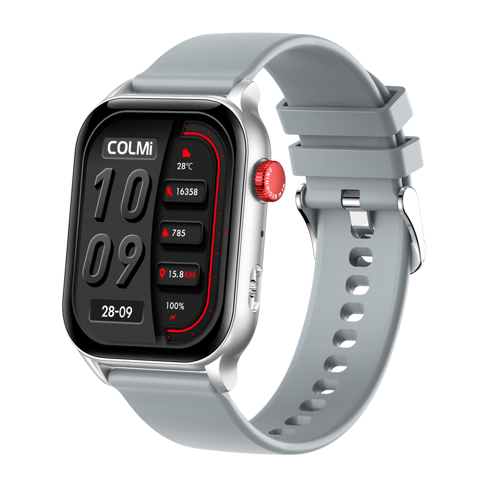 COLMI P78 Smartwatch 1,96 Zoll Outdoor-Sport Fitness 3 ATM wasserdicht Silber