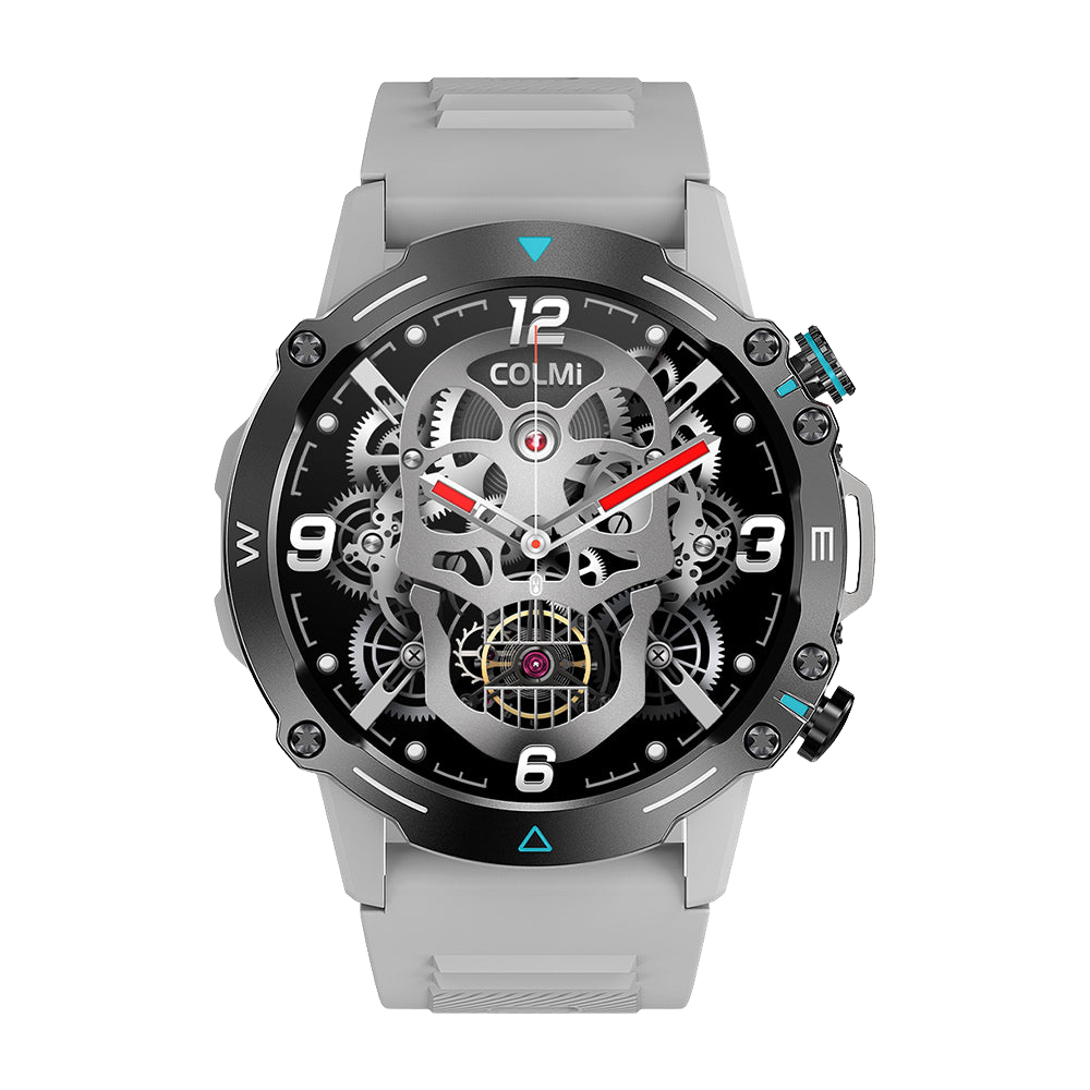 Silberne Colmi M42 Smartwatch mit schlankem Design, über 100 Sportmodi und 10 Tagen Akkulaufzeit.