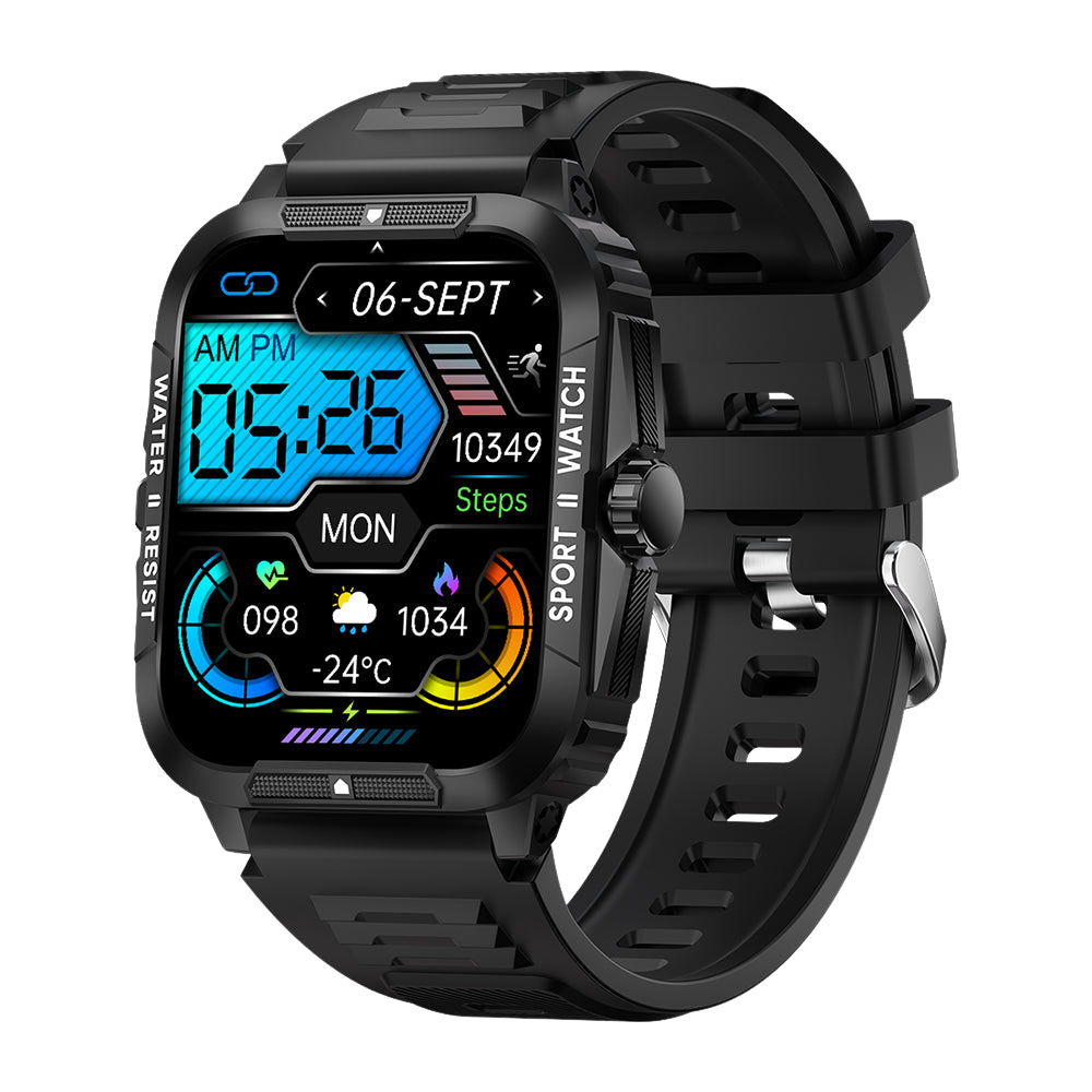 COLMI P76 Smartwatch 1,96 Zoll Outdoor-Sport-Fitnessuhr 3 ATM wasserdicht Schwarz