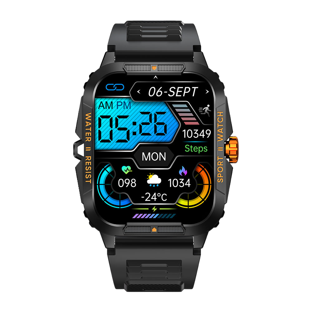 COLMI P76 Smartwatch 1,96 Zoll Outdoor-Sport Fitness 3 ATM wasserdicht Orange Front