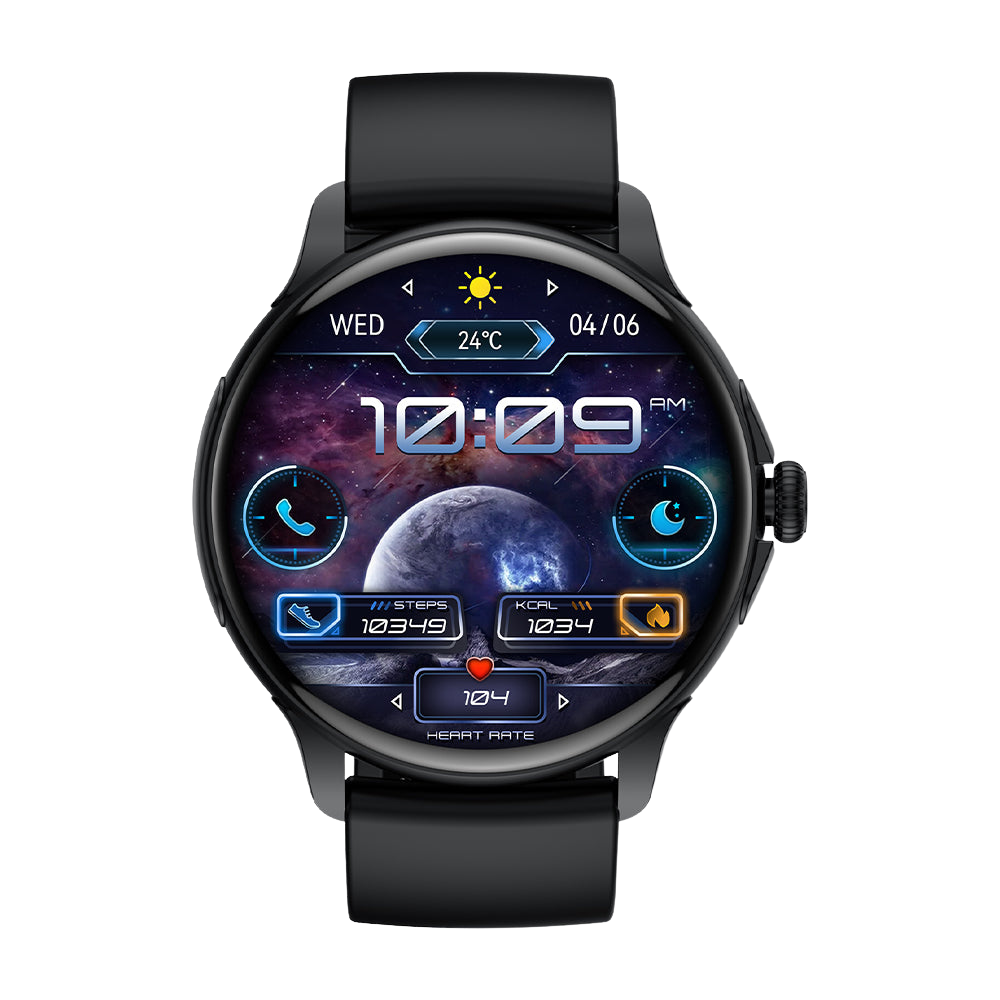 COLMI V72 Smartwatch, schlankes AMOLED-Display, Fitness-Tracking, IP68 wasserdicht, schwarze Vorderseite