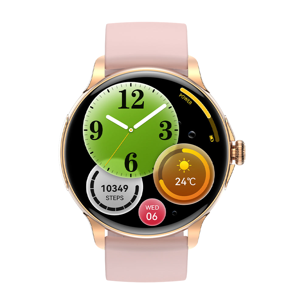 COLMI V72 Smartwatch mit elegantem AMOLED-Display, Fitness-Tracking, IP68 wasserdicht, pinkfarbene Vorderseite