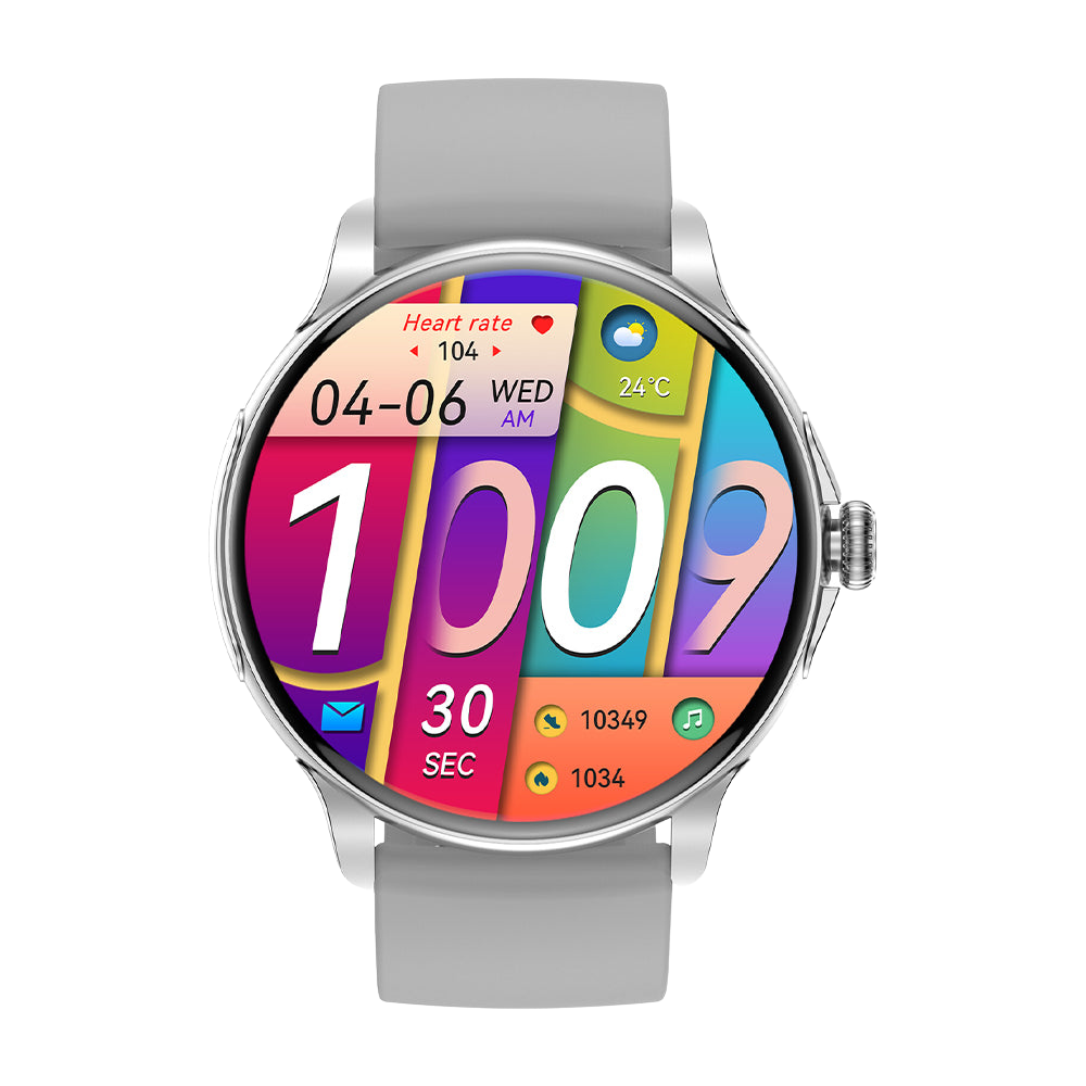 COLMI V72 Smartwatch, elegantes AMOLED-Display, Fitness-Tracking, IP68 wasserdicht, silberne Vorderseite